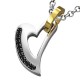 Pendentif coeur strass attache jaune (54)