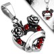 Pendentif coeur strass rouges et roses (62)