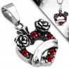 Pendentif coeur strass rouges et roses (62)