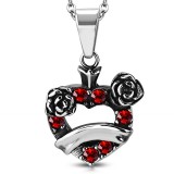 Pendentif coeur strass rouges et roses (62)