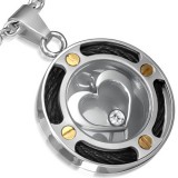 Pendentif coeur avec cables noirs (64)