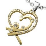 Pendentif coeur jaunes lignes de strass (63)