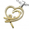 Pendentif coeur jaunes lignes de strass (63)