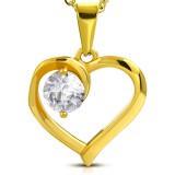 Pendentif gold-ip coeur avec zircone rond (70)