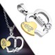 Pendentif coeur jaune avec rose (71)