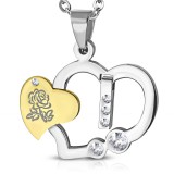Pendentif coeur jaune avec rose (71)
