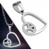 Pendentif coeur peace and love strass (72)