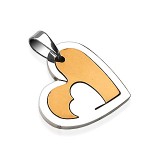 Pendentif coeur gris et jaune (73)