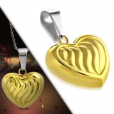 Pendentif coeur gold-ip avec rayures (79)