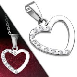 Pendentif coeur avec strass transparents (82)