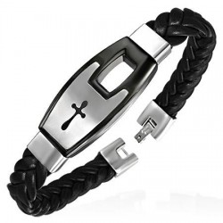 Bracelet prestige 14 - Vinyle et acier croix