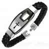 Bracelet prestige 14 - Vinyle et acier croix noire