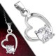 Pendentif coeur avec zircone rond transparent (83)