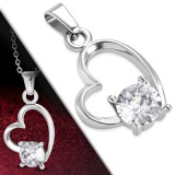 Pendentif coeur avec zircone rond transparent (81)