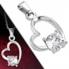 Pendentif coeur avec zircone rond transparent (83)