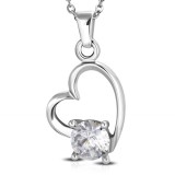 Pendentif coeur avec zircone rond transparent (81)