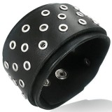 Bracelet de force 104 - Noir ronds creux