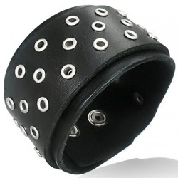 Bracelet de force 104 - Noir ronds creux