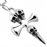 Pendentif gothique 03 - Croix avec trois crânes