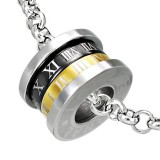 Pendentif anneau 07 - Chiffres Romains gold-ip et noir