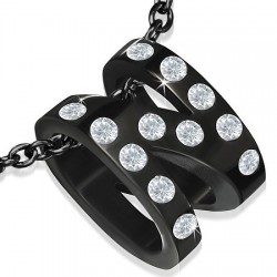 Pendentif anneau 08 - Noir multistrass