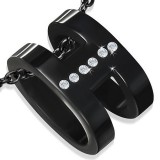 Pendentif anneau 11 - Noir six strass