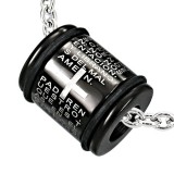 Pendentif anneau 13 - Large noir latin avec croix