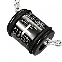 Pendentif anneau 13 - Large noir latin avec croix