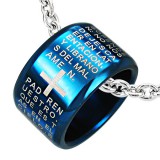 Pendentif anneau 14 - Bleu latin avec croix