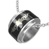 Pendentif anneau 15 - Bande noire love tribal