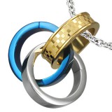 Pendentif anneau 16 - Triple jaune, gris et bleu