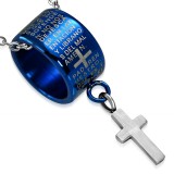 Pendentif anneau 18 - Bleu latin croix pendante