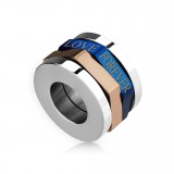 Pendentif anneau 21 - Love bandes roses et bleues