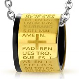 Pendentif anneau 22 - Latin et croix noir et jaune