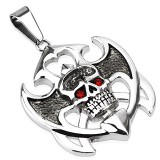 Pendentif gothique 32 - Crâne yeux rouges