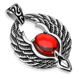 Pendentif gothique 33 - Ailes avec gem rouge
