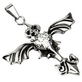 Pendentif gothique 39 - Croix ailée zircone transparent