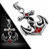 Pendentif gothique 52 - Ancre zircone rouge et ailes
