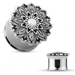 Plug en acier fleur opalite
