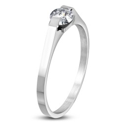 Fine bague zircone rond transparent (35)