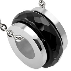 Pendentif anneau 26 - Centre noir facettes