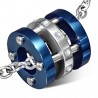 Pendentif anneau 27 - Deux ronds bleus et un gris