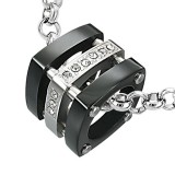 Pendentif anneau 29 - Deux carrés noirs et un gris