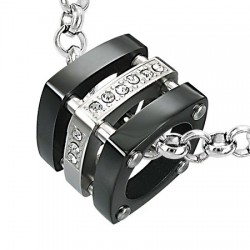 Pendentif anneau 29 - Deux carrés noirs et un gris