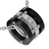Pendentif anneau 30 - Deux ronds noirs et un gris