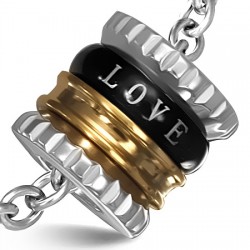 Pendentif anneau 35 - Love noir et jaune