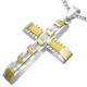 Pendentif croix 003 - Grise et jaune zircone