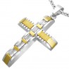 Pendentif croix 003 - Grise et jaune zircone