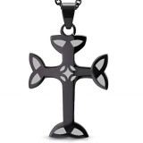 Pendentif croix 004 - Noire bords gris