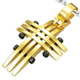 Pendentif croix 006 - Trois lignes jaunes
